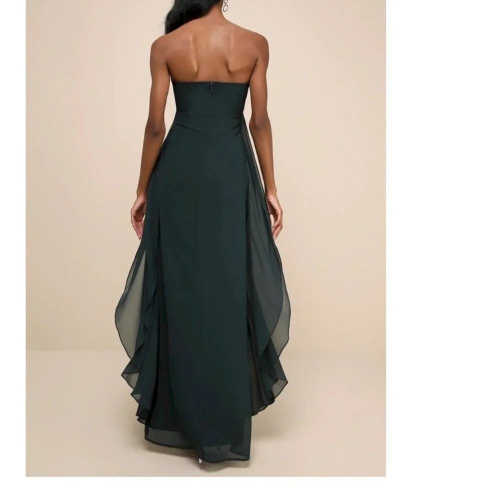 Lulu's Dark Teal Blue Green Maxi Dress - Picture 4 of 15
